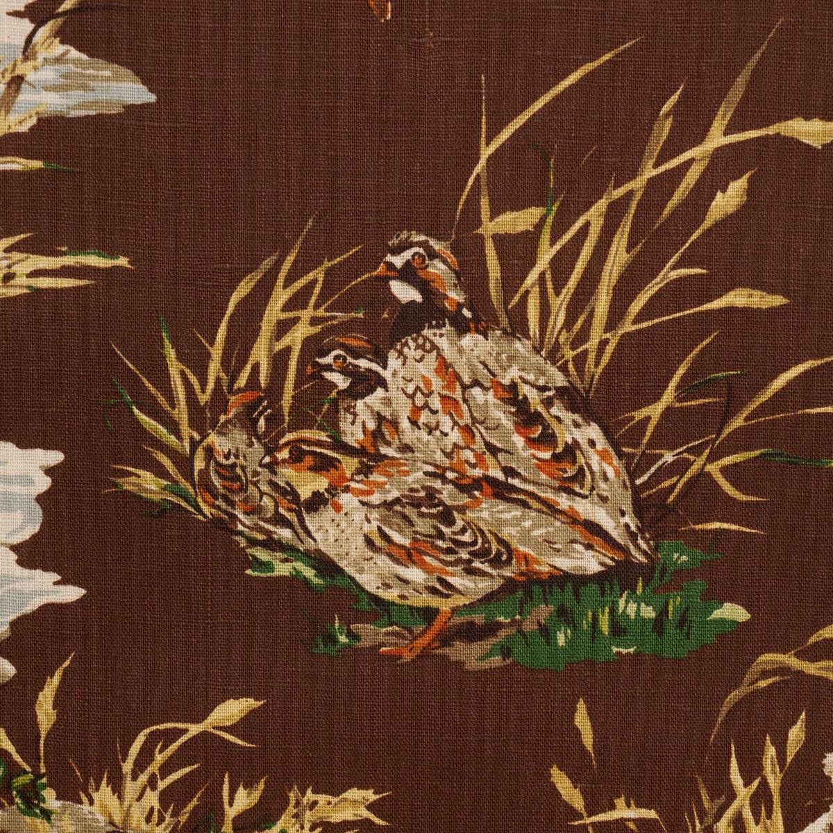 Schumacher Dog & Duck Brown Fabric