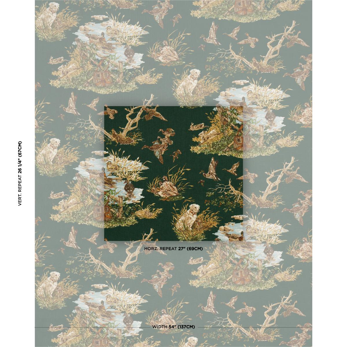 Schumacher Dog & Duck Verdant Fabric