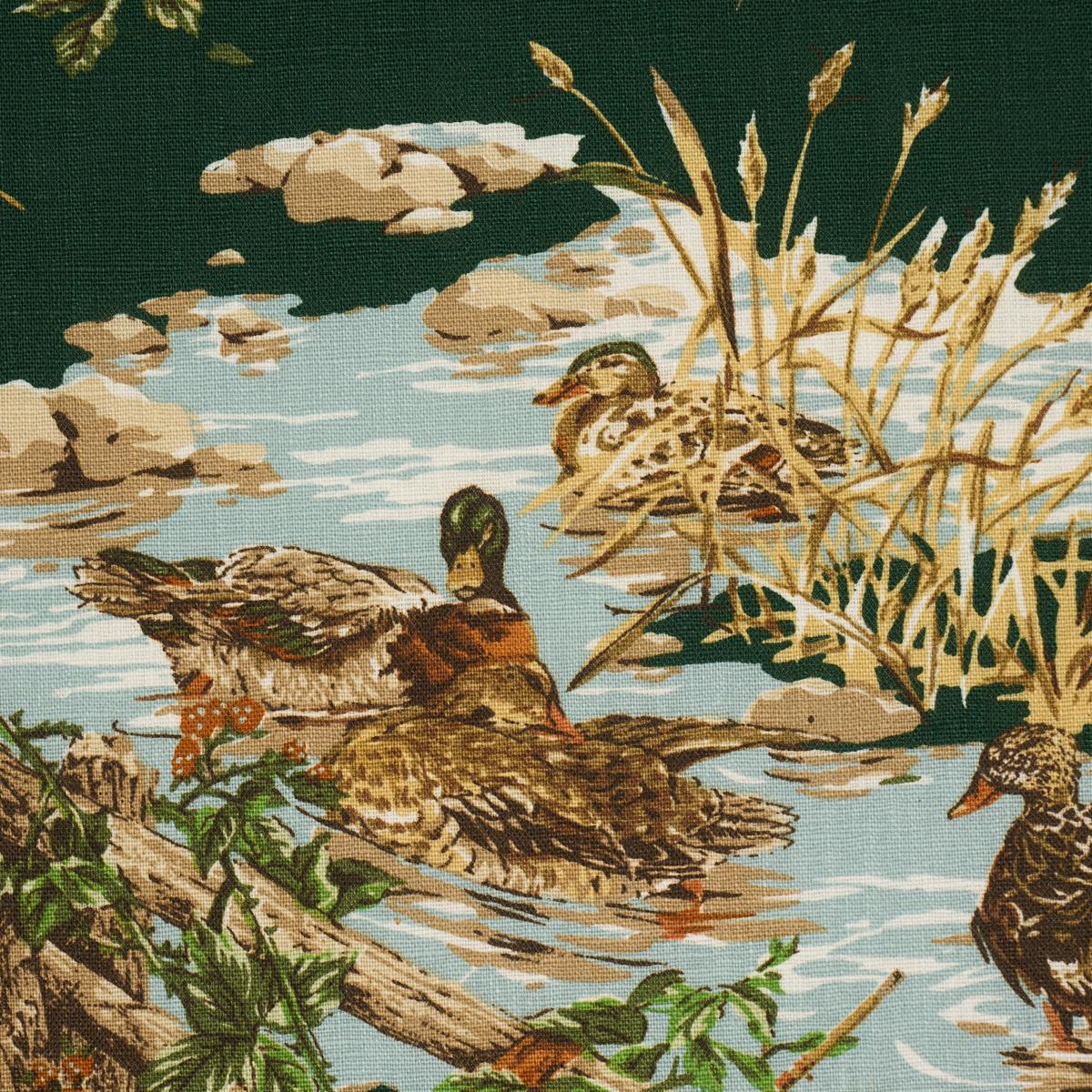 Schumacher Dog & Duck Verdant Fabric
