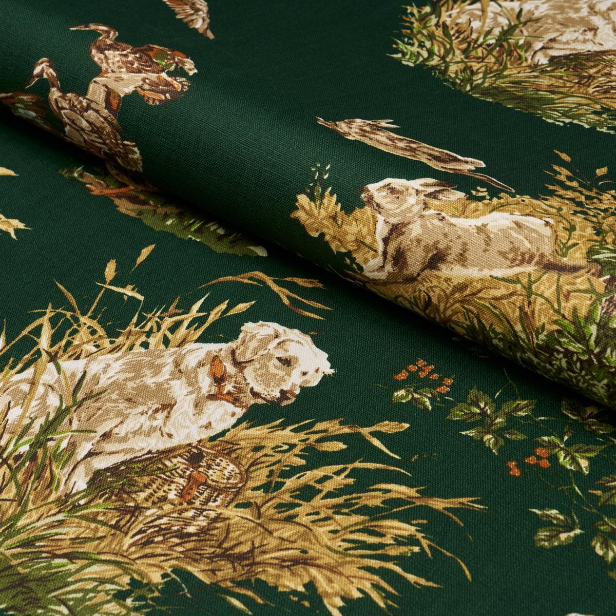 Schumacher Dog & Duck Verdant Fabric