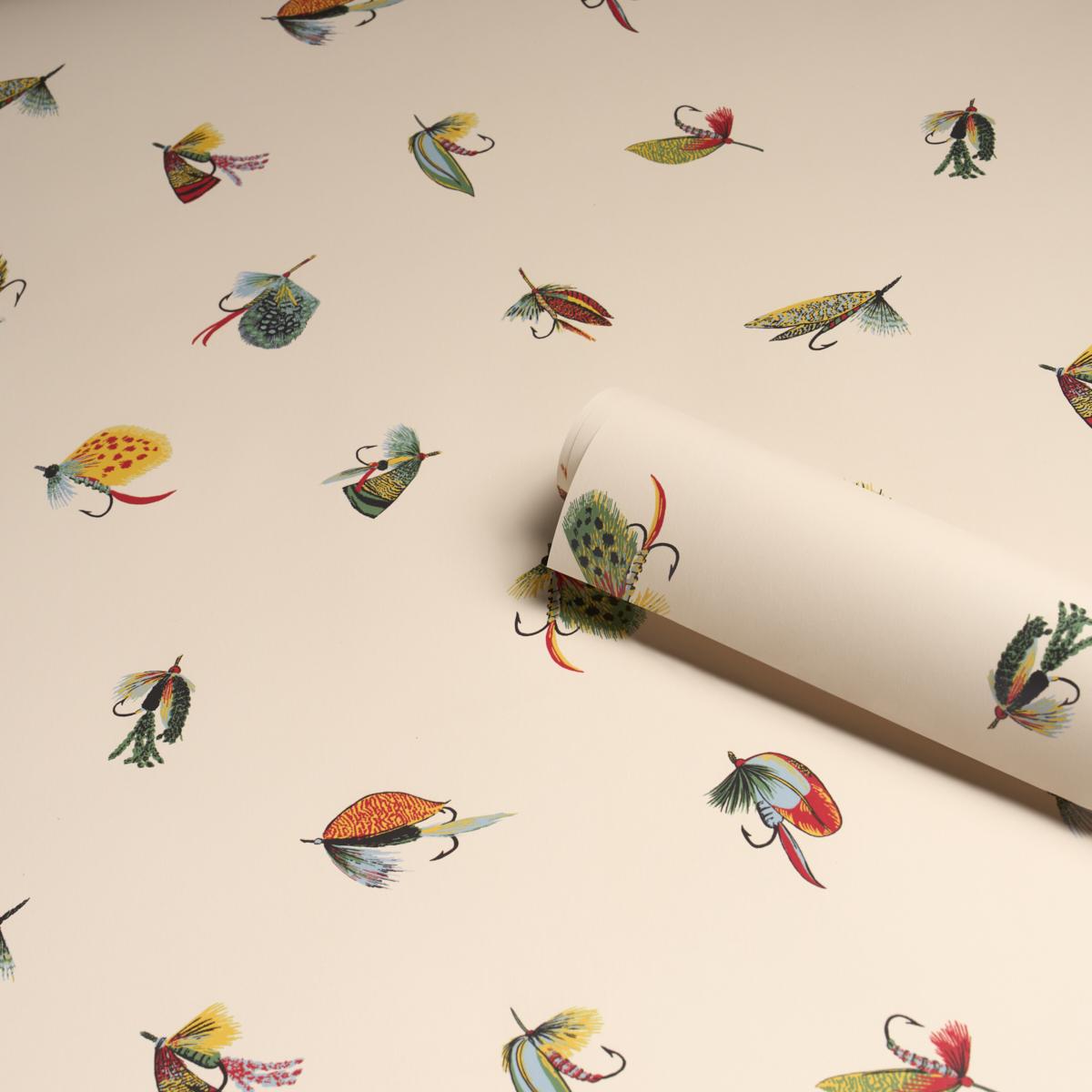 Schumacher Fly Fishing Ivory Wallpaper