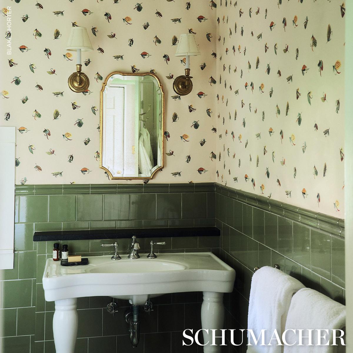 Schumacher Fly Fishing Ivory Wallpaper