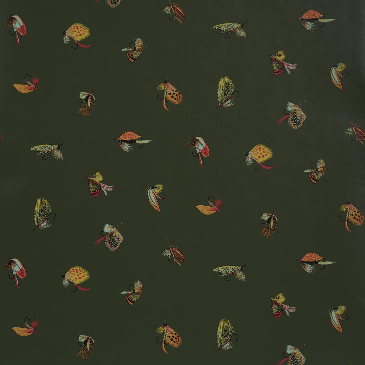 Schumacher Fly Fishing Forest Green Wallpaper