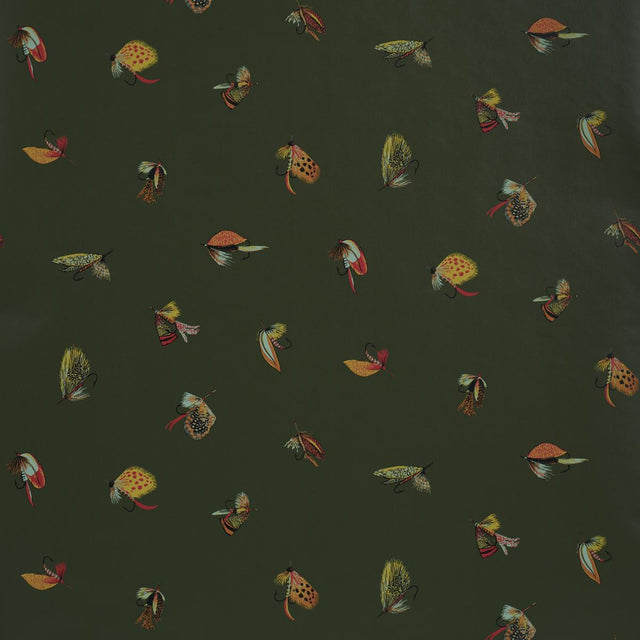 Schumacher Fly Fishing Forest Green Wallpaper