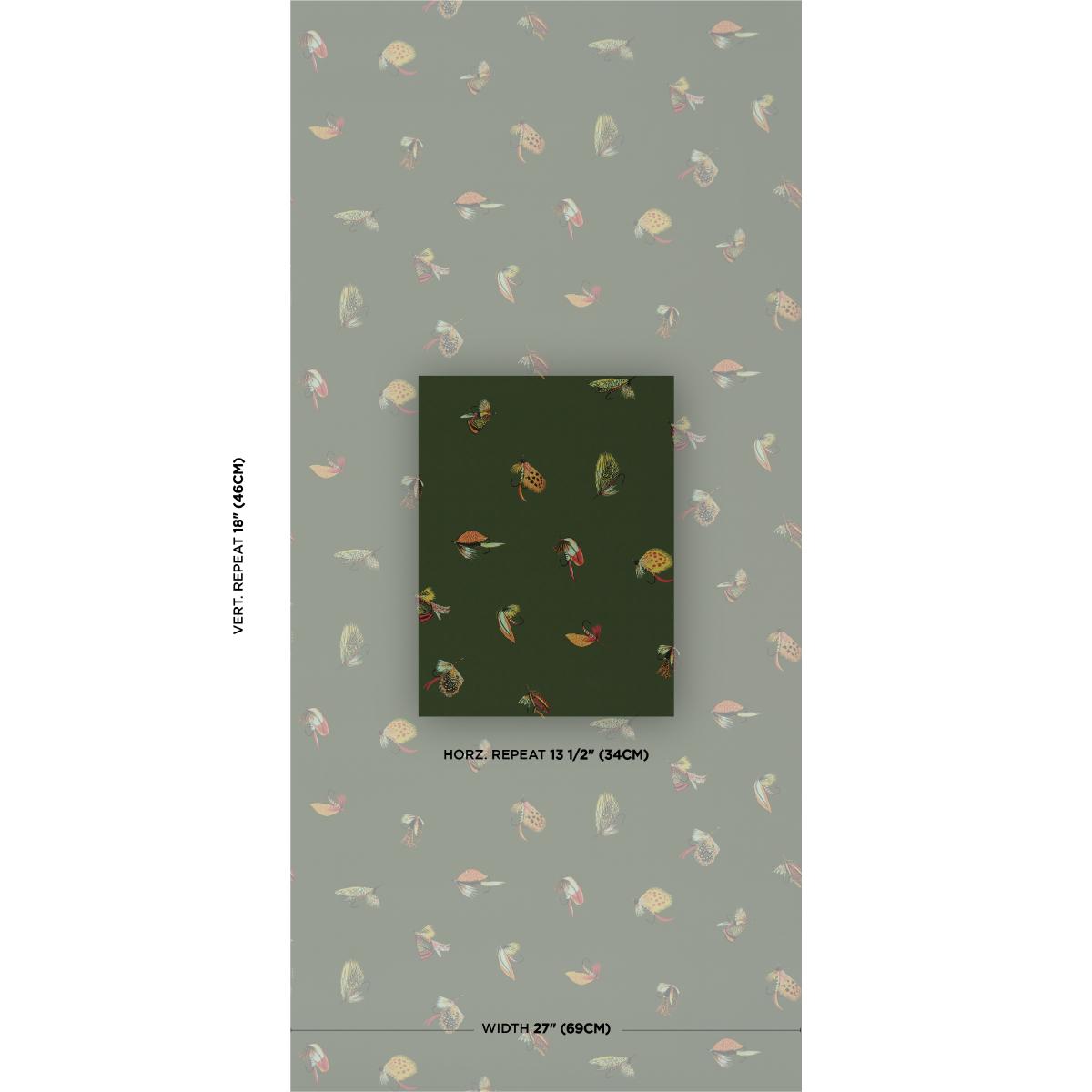 Schumacher Fly Fishing Forest Green Wallpaper