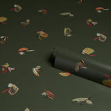 Schumacher Fly Fishing Forest Green Wallpaper
