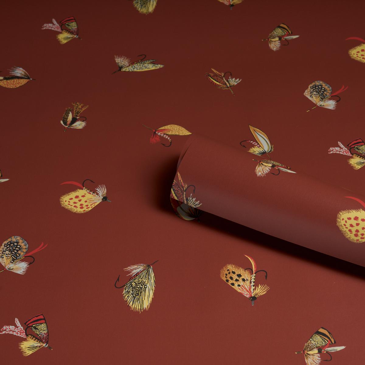 Schumacher Fly Fishing Russet Wallpaper