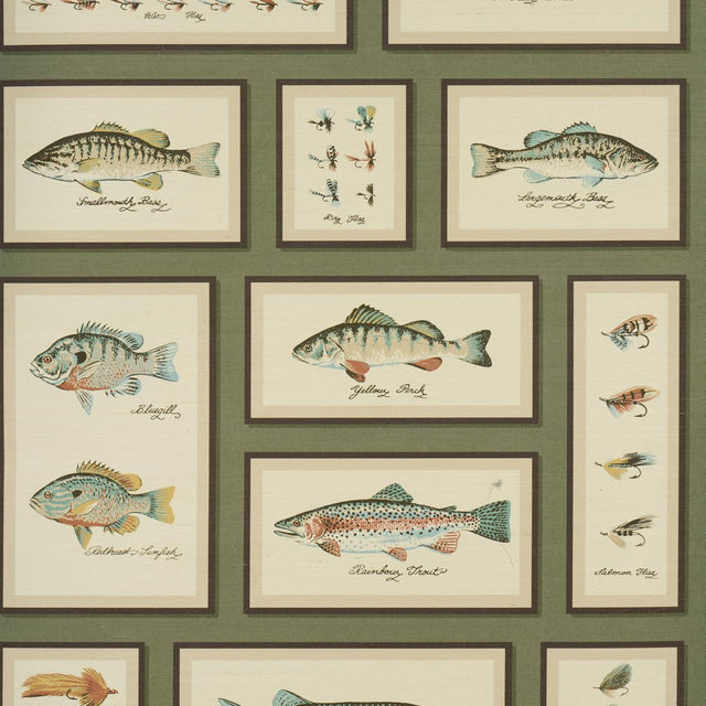 Schumacher Jamie'S Trophies Sisal Forest Green Wallpaper