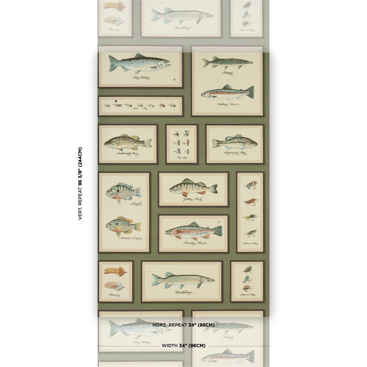 Schumacher Jamie'S Trophies Sisal Forest Green Wallpaper