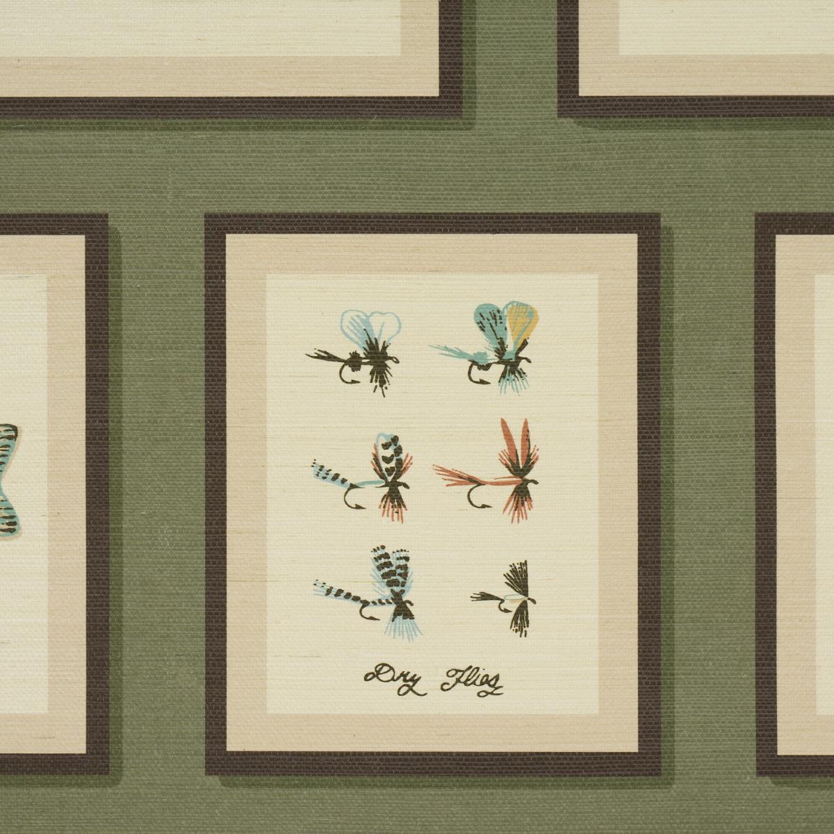 Schumacher Jamie'S Trophies Sisal Forest Green Wallpaper