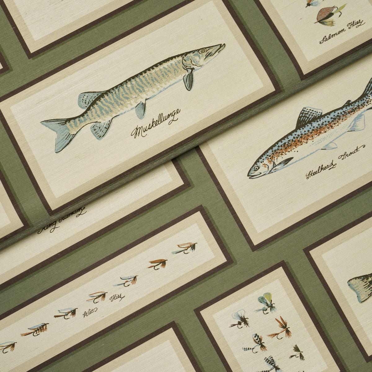 Schumacher Jamie'S Trophies Sisal Forest Green Wallpaper