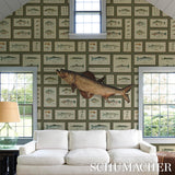 Schumacher Jamie'S Trophies Sisal Forest Green Wallpaper