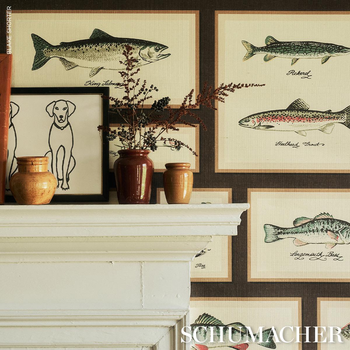 Schumacher Jamie'S Trophies Sisal Charcoal Wallpaper