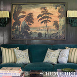 Schumacher Briony Stripe Leaf Fabric