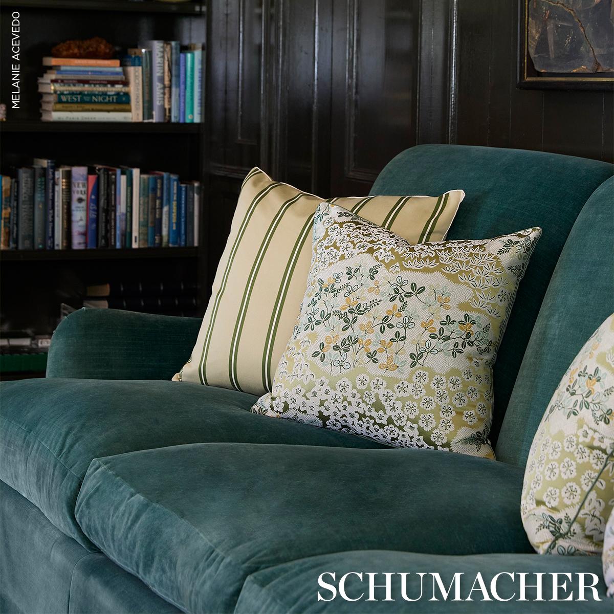 Schumacher Briony Stripe Leaf Fabric