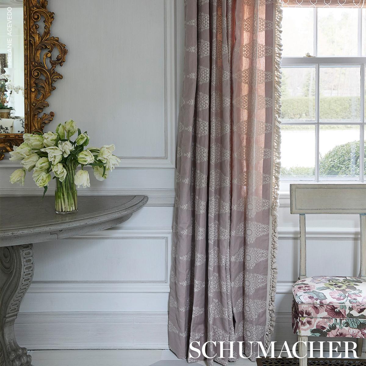 Schumacher Tasmin Embroidery French Lilac Fabric