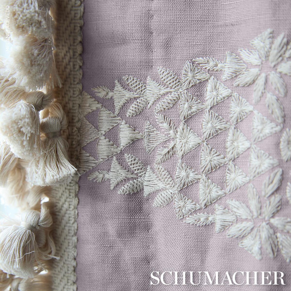 Schumacher Tasmin Embroidery French Lilac Fabric
