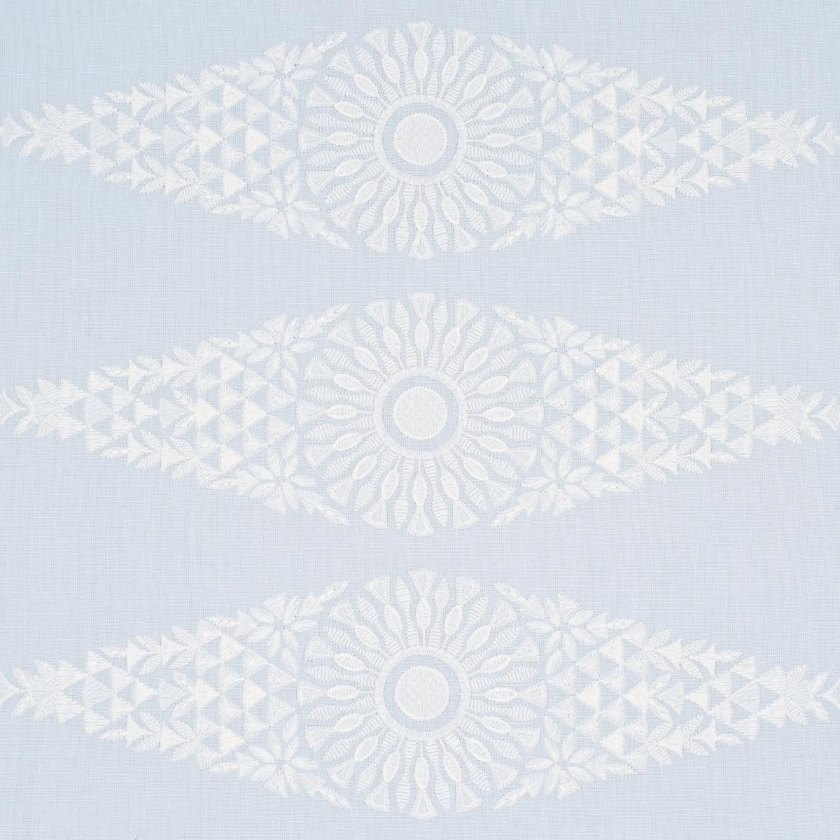 Schumacher Tasmin Embroidery Soft Blue Fabric