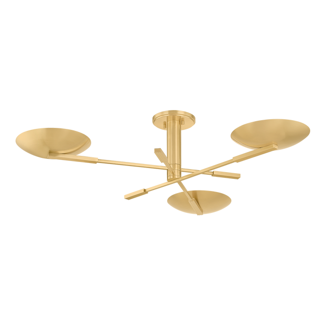 Hudson Valley Lighting Johnson AGED BRASS 42.5W x 9.75H Semi-Flush Mount