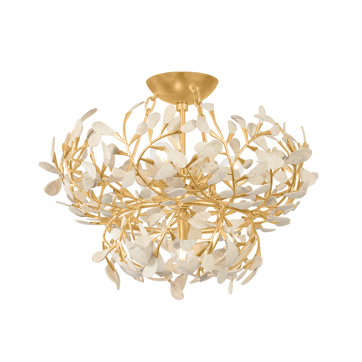 Hudson Valley Lighting MAYBROOK VINTAGE GOLD LEAF 22W x 12.25H Semi-Flush Mount