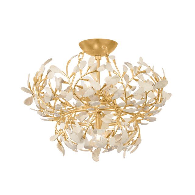Hudson Valley Lighting MAYBROOK VINTAGE GOLD LEAF 22W x 12.25H Semi-Flush Mount