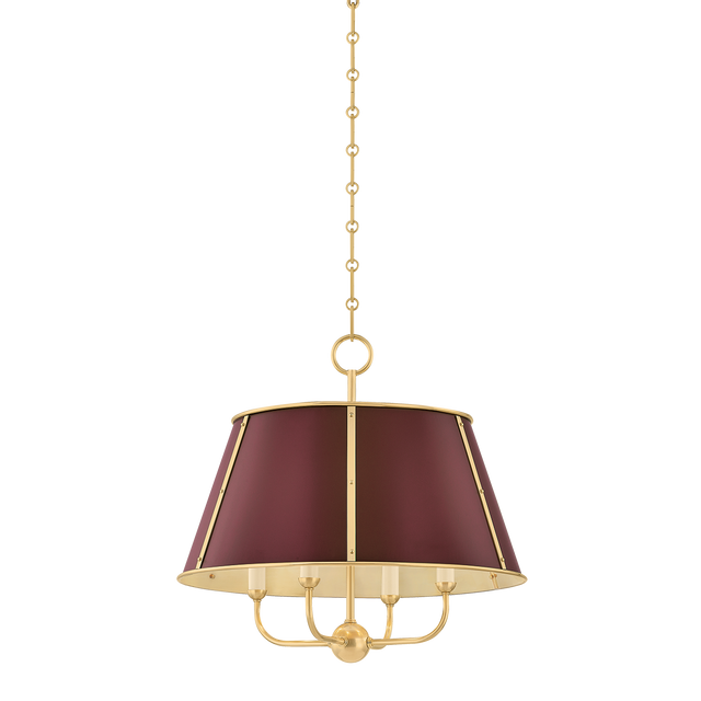 Hudson Valley Lighting Cambridge AGED BRASS/SOFT CRIMSON 20.25W x 19.5H Chandelier