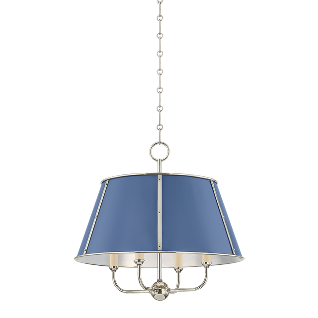 Hudson Valley Lighting Cambridge POLISHED NICKEL/SOFT FRENCH BLUE 20.25W x 19.5H Chandelier