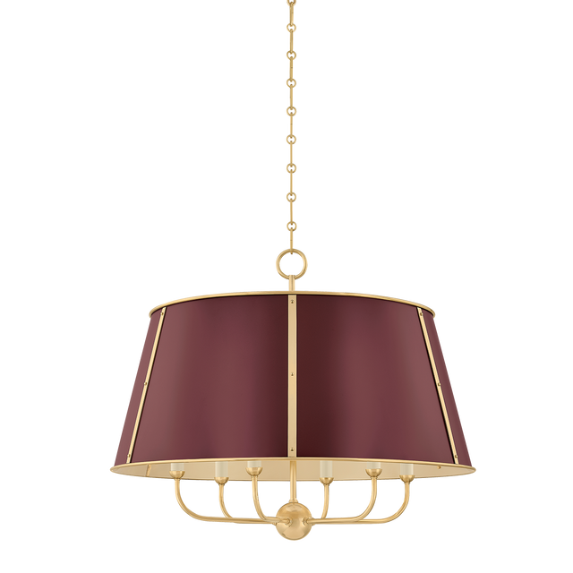 Hudson Valley Lighting Cambridge AGED BRASS/SOFT CRIMSON 28.5W x 23H Chandelier
