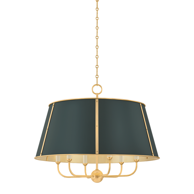 Hudson Valley Lighting Cambridge AGED BRASS/SOFT STUDIO GREEN 28.5W x 23H Chandelier