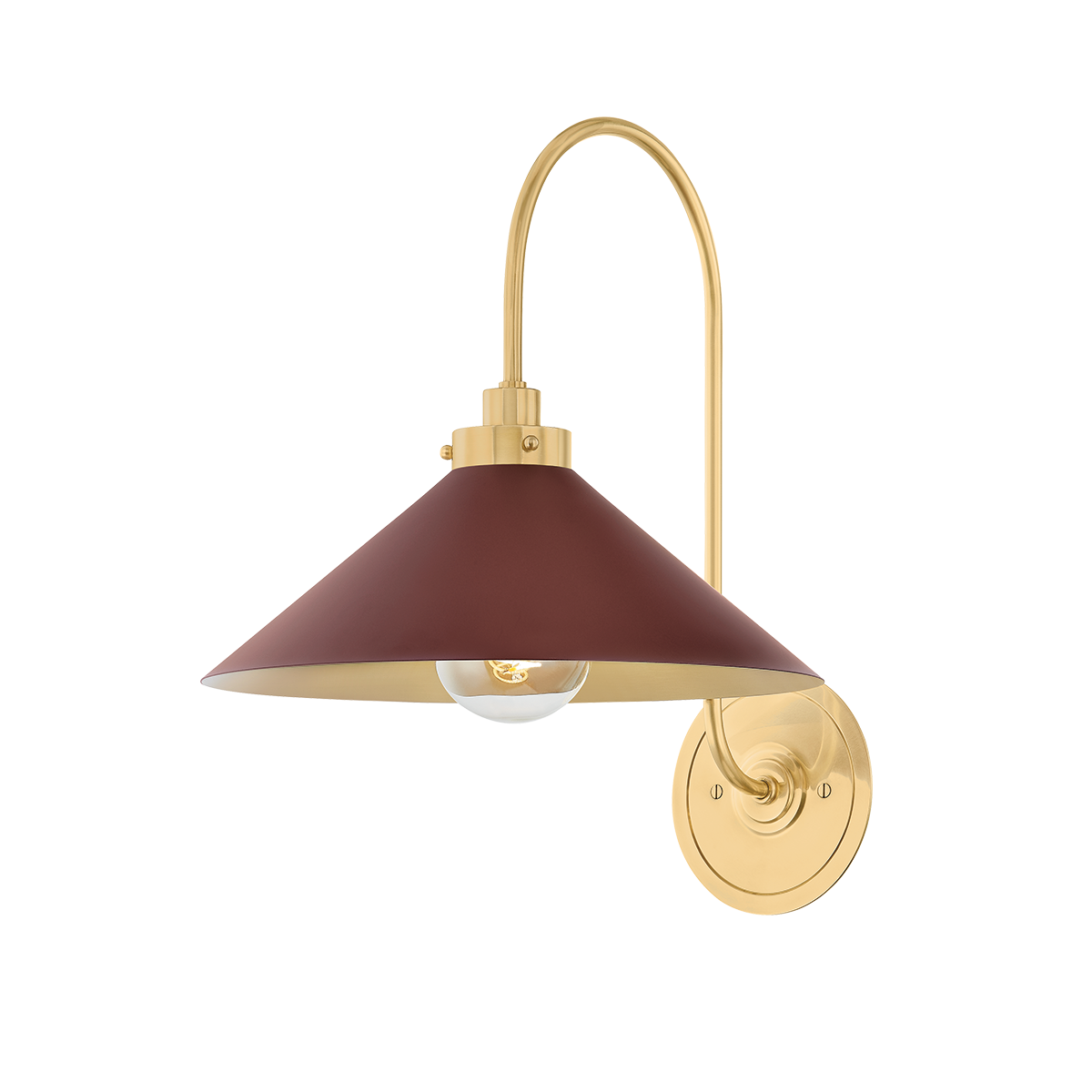 Hudson Valley Lighting Clivedon AGED BRASS/SOFT CRIMSON 12W x 16H Wall Sconce