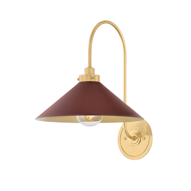 Hudson Valley Lighting Clivedon AGED BRASS/SOFT CRIMSON 12W x 16H Wall Sconce