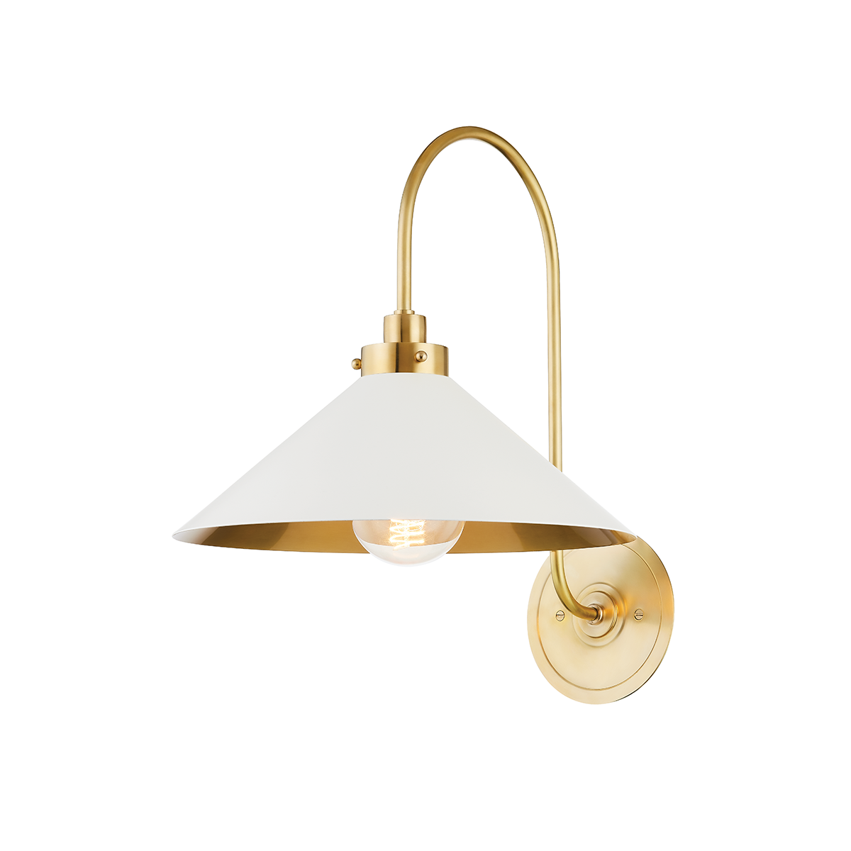 Hudson Valley Lighting Clivedon Aged Brass/off White 12W x 12L x 16H Wall Sconce