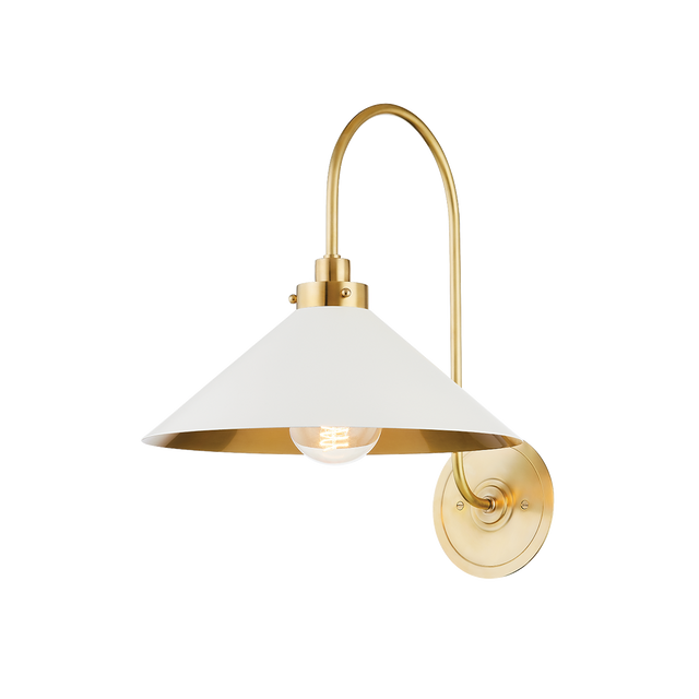 Hudson Valley Lighting Clivedon Aged Brass/off White 12W x 12L x 16H Wall Sconce