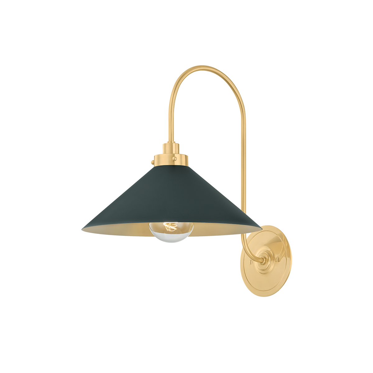 Hudson Valley Lighting Clivedon AGED BRASS/SOFT STUDIO GREEN 12W x 16H Wall Sconce