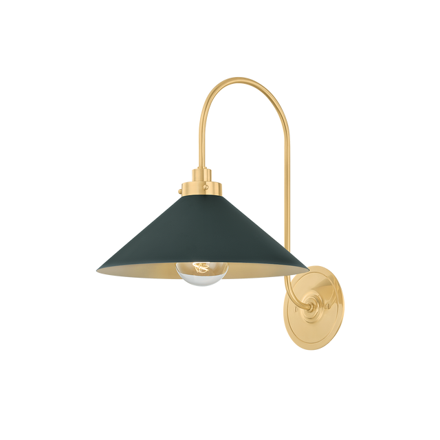 Hudson Valley Lighting Clivedon AGED BRASS/SOFT STUDIO GREEN 12W x 16H Wall Sconce