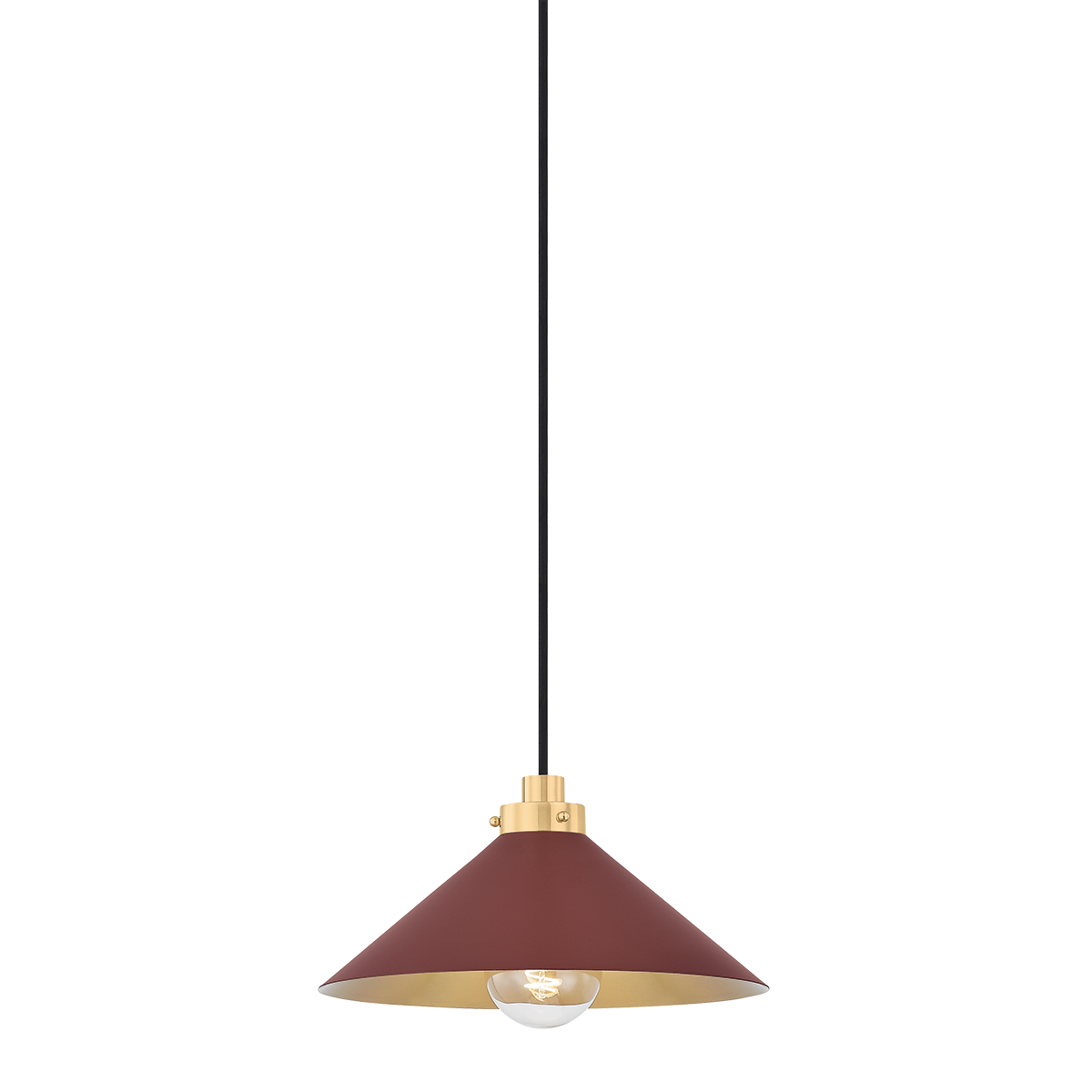 Hudson Valley Lighting Clivedon AGED BRASS/SOFT CRIMSON 12W x 6.5H Pendant
