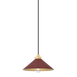 Hudson Valley Lighting Clivedon AGED BRASS/SOFT CRIMSON 12W x 6.5H Pendant