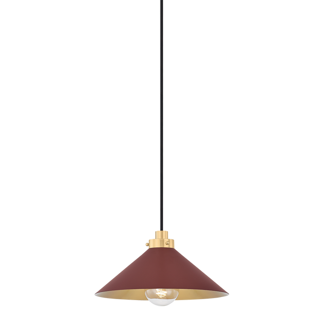 Hudson Valley Lighting Clivedon AGED BRASS/SOFT CRIMSON 12W x 6.5H Pendant