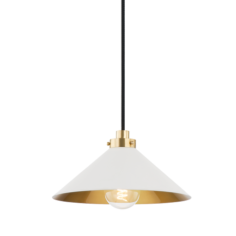Hudson Valley Lighting Clivedon Aged Brass/off White 12W x 12L x 6.5H Pendant