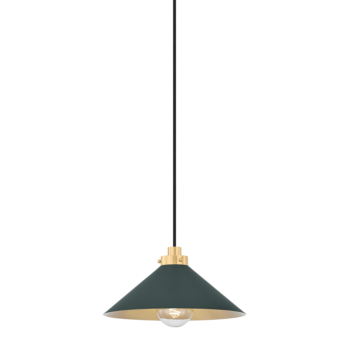 Hudson Valley Lighting Clivedon AGED BRASS/SOFT STUDIO GREEN 12W x 6.5H Pendant