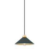 Hudson Valley Lighting Clivedon AGED BRASS/SOFT STUDIO GREEN 12W x 6.5H Pendant