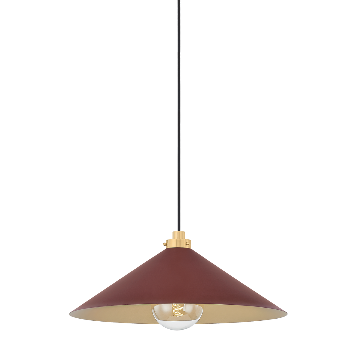 Hudson Valley Lighting Clivedon AGED BRASS/SOFT CRIMSON 20W x 8.5H Pendant