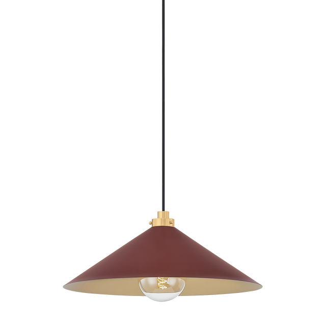 Hudson Valley Lighting Clivedon AGED BRASS/SOFT CRIMSON 20W x 8.5H Pendant
