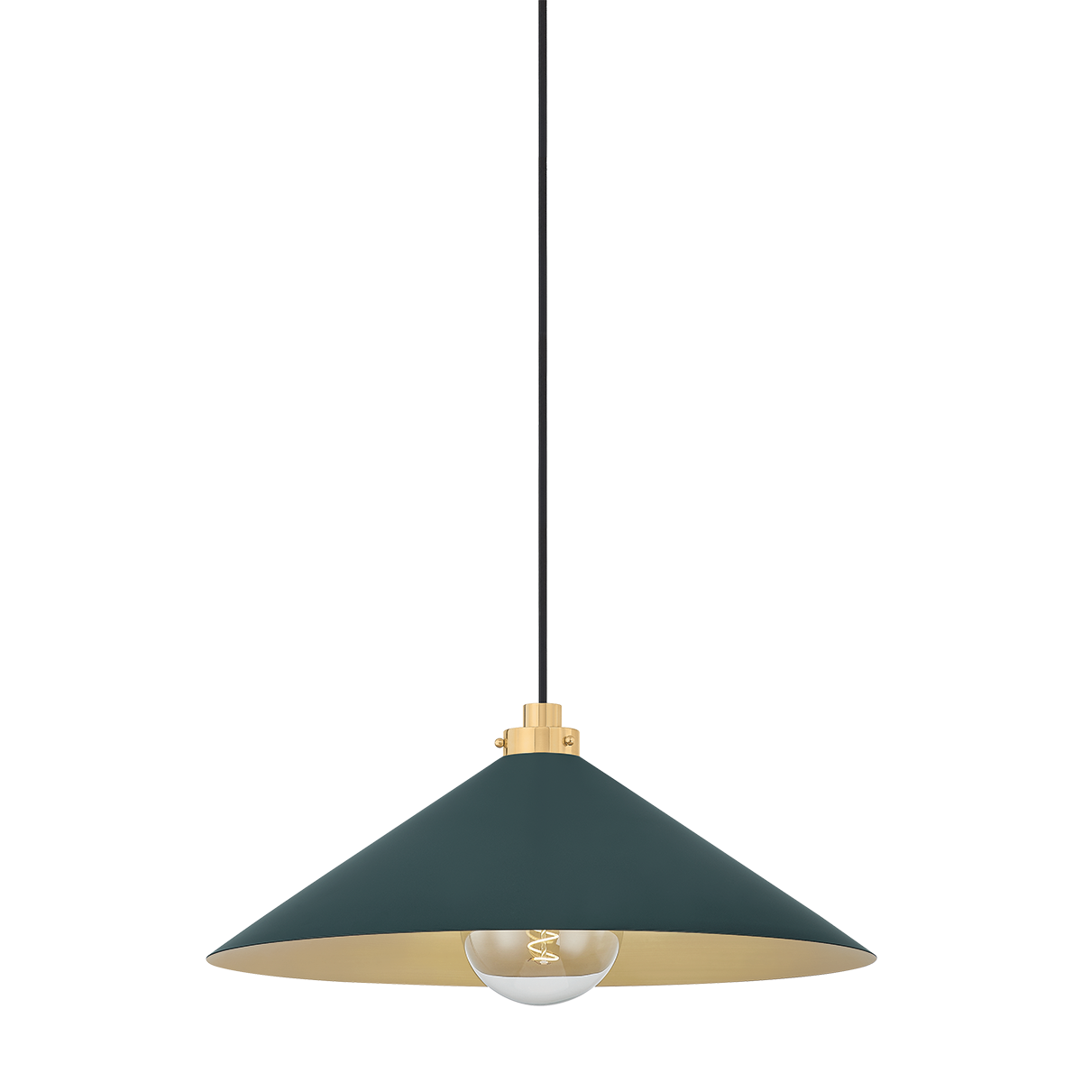 Hudson Valley Lighting Clivedon AGED BRASS/SOFT STUDIO GREEN 20W x 8.5H Pendant