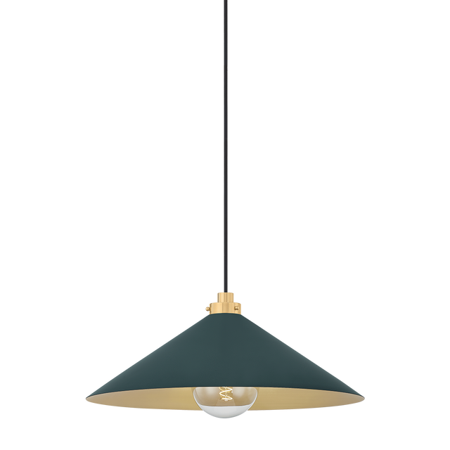 Hudson Valley Lighting Clivedon AGED BRASS/SOFT STUDIO GREEN 20W x 8.5H Pendant