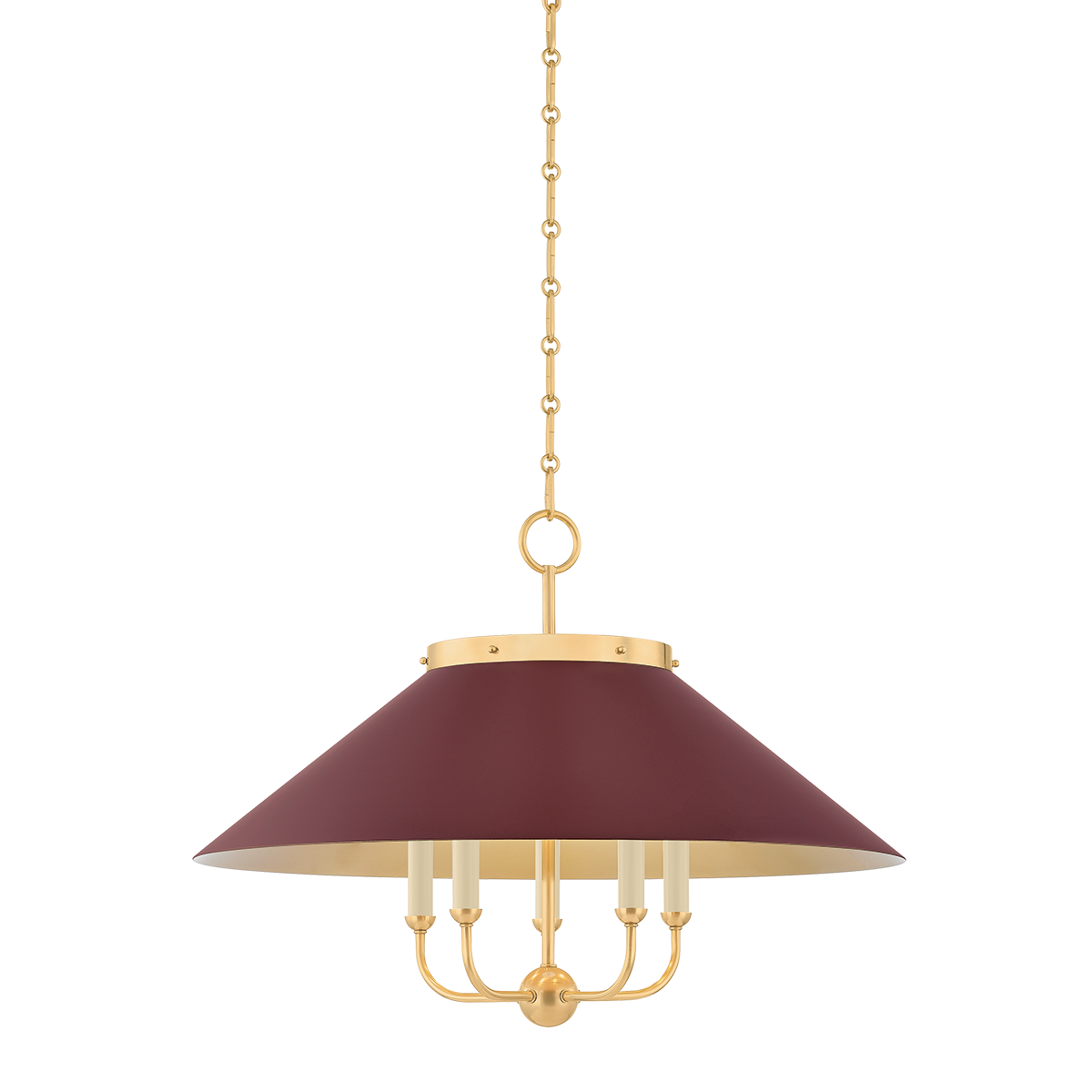 Hudson Valley Lighting Clivedon AGED BRASS/SOFT CRIMSON 27.5W x 20.25H Chandelier