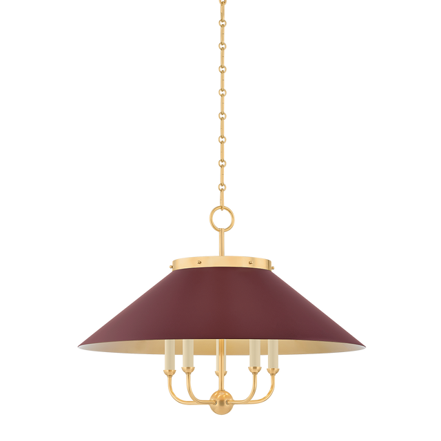 Hudson Valley Lighting Clivedon AGED BRASS/SOFT CRIMSON 27.5W x 20.25H Chandelier
