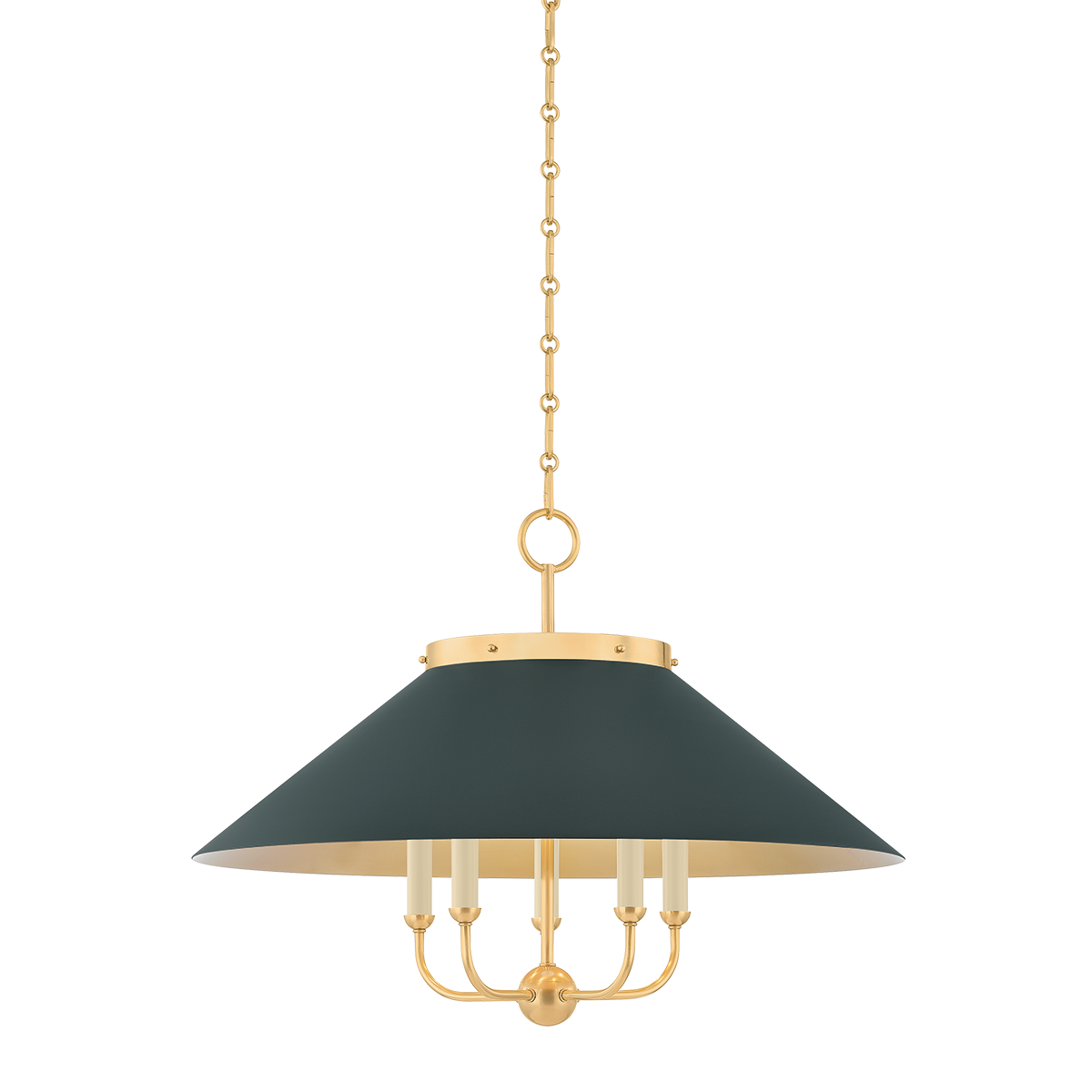 Hudson Valley Lighting Clivedon AGED BRASS/SOFT STUDIO GREEN 27.5W x 20.25H Chandelier