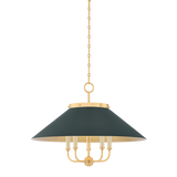 Hudson Valley Lighting Clivedon AGED BRASS/SOFT STUDIO GREEN 27.5W x 20.25H Chandelier