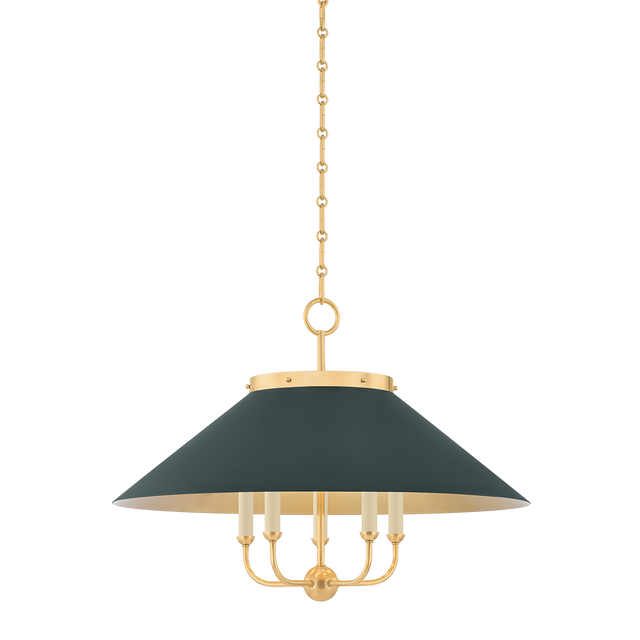 Hudson Valley Lighting Clivedon AGED BRASS/SOFT STUDIO GREEN 27.5W x 20.25H Chandelier